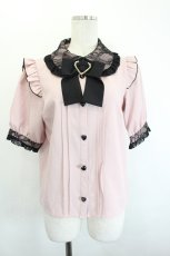 画像1: DearMyLove / レース重ねハートバックルリボンブラウス  ピンク I-26-06-21-004-GO-BL-TE-ZI (1)