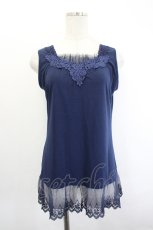 画像1: axes femme / 胸元レースロングタンクトップ  ネイビー I-26-06-21-031-AX-TO-TE-ZI (1)