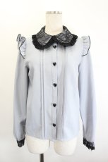 画像1: DearMyLove / レース重ねハートリボンブラウス  ブルーグレー I-26-06-21-005-GO-BL-TE-ZI (1)