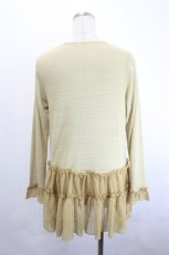 画像2: axes femme / パール付き裾シフォンカーディガン  カラシ I-26-06-21-052-AX-TO-TE-ZI (2)