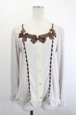 画像1: axes femme / 3つリボンブラウス風プルオーバー  グレー I-26-06-21-055-AX-TO-TE-ZI (1)