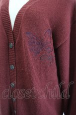 画像4: axes femme / 蝶刺繍ロングニットカーディガン F ワイン I-26-06-21-057-AX-TO-TE-ZI (4)