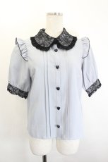 画像5: DearMyLove / レース重ねハートバックルリボンブラウス  ブルーグレー I-26-06-21-006-GO-BL-TE-ZI (5)