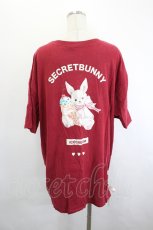 画像2: Secret Honey / SECRET BUNNYバックプリント ロングTシャツ  赤 I-26-06-21-060-CA-TO-TE-ZI (2)