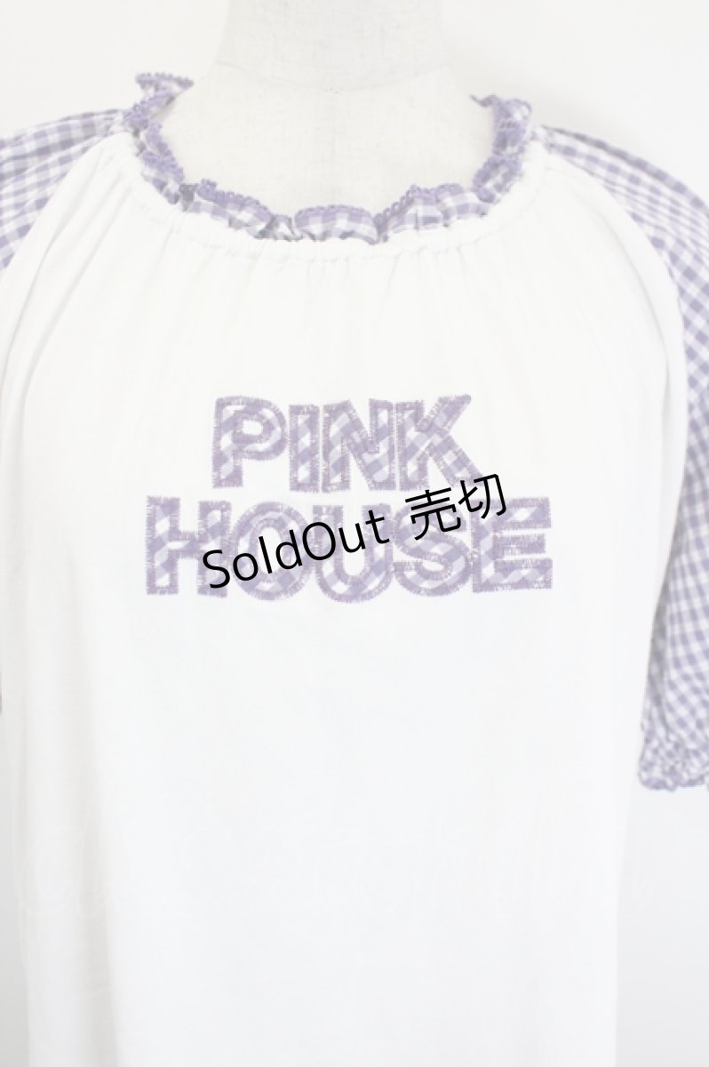 画像4: PINK HOUSE / ロゴパッチカットソーチュニック  白×パープル I-26-06-21-064-LO-TO-TE-ZI (4)