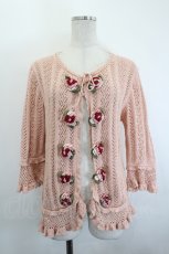 画像1: PINK HOUSE / ローズモチーフニットカーディガン  ピンク I-26-06-21-068-LO-TO-TE-ZI (1)