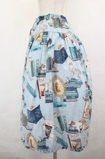 画像2: PINK HOUSE / 書斎の猫たちプリントスカート  ブルー I-26-06-21-098-LO-SK-TE-ZI (2)
