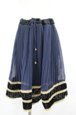 画像1: axes femme / ベロア切替シフォンプリーツスカート  ネイビー I-26-06-21-103-AX-SK-TE-ZI (1)