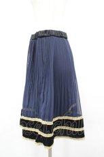 画像2: axes femme / ベロア切替シフォンプリーツスカート  ネイビー I-26-06-21-103-AX-SK-TE-ZI (2)