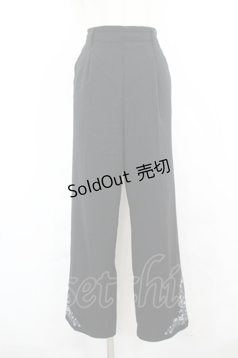 画像1: axes femme / 花刺繍ストレートカットパンツ M 黒 I-26-06-21-107-AX-PA-TE-ZI (1)