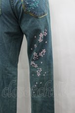 画像3: gouk / 桜ptデニムパンツ  青Ｘピンク I-26-06-21-114-GO-PA-SA-ZI (3)