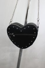 画像1: DearMyLove / スタッズハートジップショルダーバッグ  黒 I-26-06-21-121-GO-BG-TE-ZI (1)