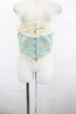 画像1: Neo-Ludwig / 刺繍レースコルセット  サックスＸ生成り I-26-06-23-068-GO-ZA-SA-ZI (1)