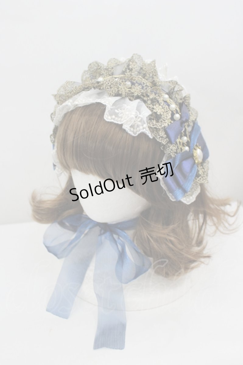 画像1: LOLITAその他(お買取対象外) / パールチュールレースリボンヘッドドレス  ネイビー I-26-06-23-080-LO-AC-SA-ZI (1)