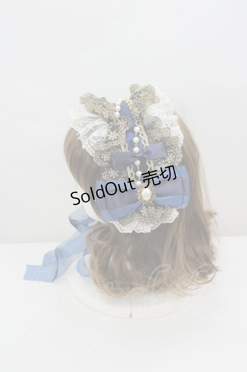 画像2: LOLITAその他(お買取対象外) / パールチュールレースリボンヘッドドレス  ネイビー I-26-06-23-080-LO-AC-SA-ZI (2)