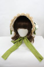画像1: LOLITAその他(お買取対象外) / 薔薇モチーフ麦わらヘッドドレス  白Ｘ緑Ｘブラウン I-26-06-23-084-LO-AC-SA-ZI (1)