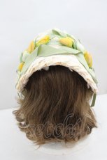 画像3: LOLITAその他(お買取対象外) / チューリップ風モチーフ麦わらヘッドドレス  緑ｘ黄色ｘ生成り I-26-06-23-085-LO-AC-SA-ZI (3)