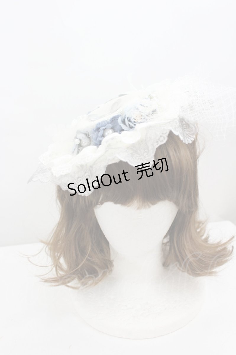 画像1: LOLITAその他(お買取対象外) / 蝶レースフラワーミニハット  白Ｘ青 I-26-06-23-091-LO-AC-SA-ZI (1)