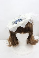 画像1: LOLITAその他(お買取対象外) / 蝶レースフラワーミニハット  白Ｘ青 I-26-06-23-091-LO-AC-SA-ZI (1)
