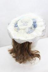 画像2: LOLITAその他(お買取対象外) / 蝶レースフラワーミニハット  白Ｘ青 I-26-06-23-091-LO-AC-SA-ZI (2)