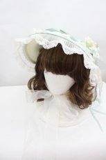 画像1: LOLITAその他(お買取対象外) / 編み上げフラワーリボンチュールハット  アイボリーＸグリーン I-26-06-23-094-LO-AC-SA-ZI (1)