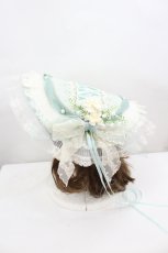 画像2: LOLITAその他(お買取対象外) / 編み上げフラワーリボンチュールハット  アイボリーＸグリーン I-26-06-23-094-LO-AC-SA-ZI (2)