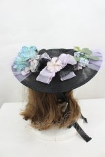 画像2: LOLITAその他(お買取対象外) / フラワーチュール麦わらハット  黒Ｘ紫 I-26-06-23-095-LO-AC-SA-ZI (2)