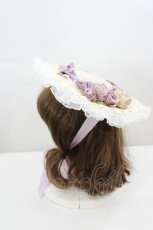 画像2: LOLITAその他(お買取対象外) / ローズリボン&はしごレース麦わらハット  アイボリーＸパープル I-26-06-23-096-LO-AC-SA-ZI (2)