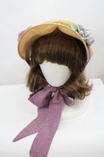 画像1: LOLITAその他(お買取対象外) / フラワーモチーフリボン麦わらハット  紫Ｘブラウン I-26-06-23-097-LO-AC-SA-ZI (1)