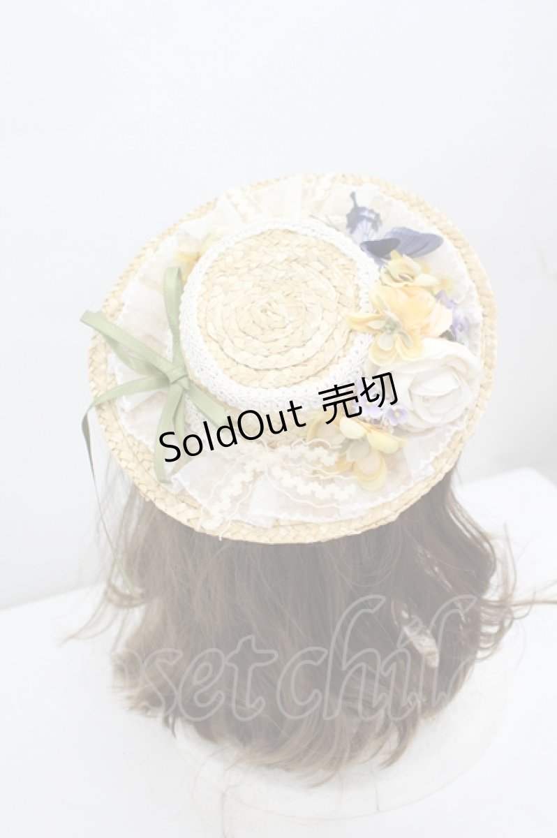 画像2: LOLITAその他(お買取対象外) / フラワーモチーフチュールレースミニ麦わらハット  アイボリー I-26-06-23-100-LO-AC-SA-ZI (2)