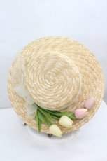 画像2: LOLITAその他(お買取対象外) / チューリップモチーフ麦わらハット  ブラウンｘピンクｘイエロー I-26-06-23-106-LO-AC-SA-ZI (2)
