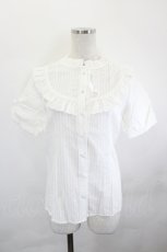 画像1: Uncle's Workshop / ハイネックフリル半袖ブラウス S 白 I-26-06-23-012-LO-BL-SA-ZI (1)