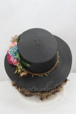画像2: LOLITAその他(お買取対象外) / フラワーモチーフ麦わらハット  黒ＸピンクＸ青 I-26-06-23-109-LO-AC-SA-ZI (2)