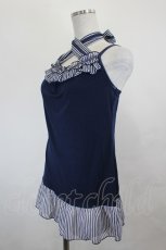 画像2: axes femme / ストライプシフォンリボンキャミソール  ネイビー I-26-06-25-040-AX-TO-SA-ZI (2)