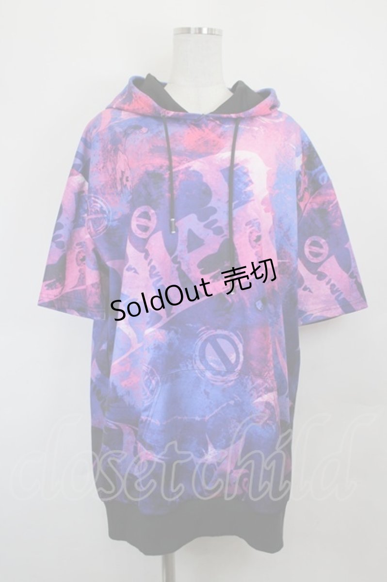 画像1: NieR Clothing / 総柄パーカー  ピンクＸ青 I-26-06-25-049-PU-TO-SA-ZI (1)
