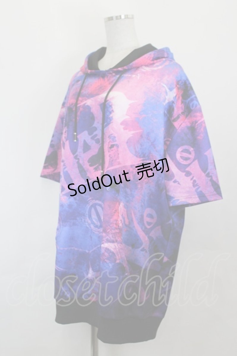 画像2: NieR Clothing / 総柄パーカー  ピンクＸ青 I-26-06-25-049-PU-TO-SA-ZI (2)