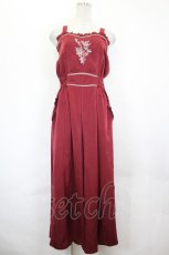 画像1: axes femme POETIQUE / フラワー刺繍サロペットパンツ  ボルドー I-26-06-25-077-AX-OP-SA-ZI (1)