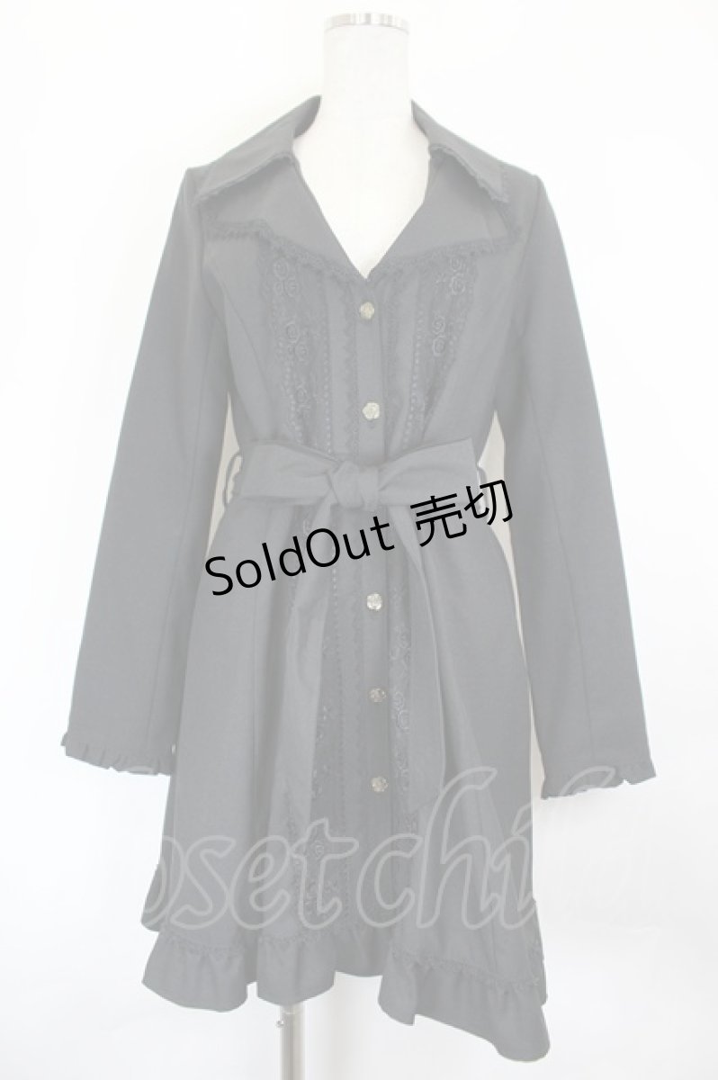 画像1: axes femme / 縦ローズレース薄手コート  黒 I-26-06-25-079-AX-CO-SA-ZI (1)