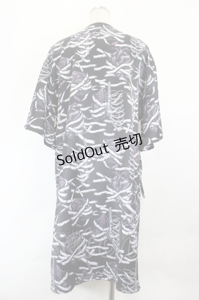 画像2: Drug Honey / 包帯総柄着物袖カーディガン  黒 I-26-06-25-081-PU-TO-SA-ZI (2)