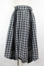 画像1: axes femme / ウエストレースアップ切り替えスカート  黒Ｘ白 I-26-06-25-092-AX-SK-SA-ZI (1)
