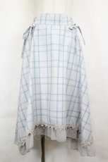 画像1: axes femme / マドラスチェック裾切替スカート  サックスＸグレー I-26-06-25-095-AX-SK-SA-ZI (1)