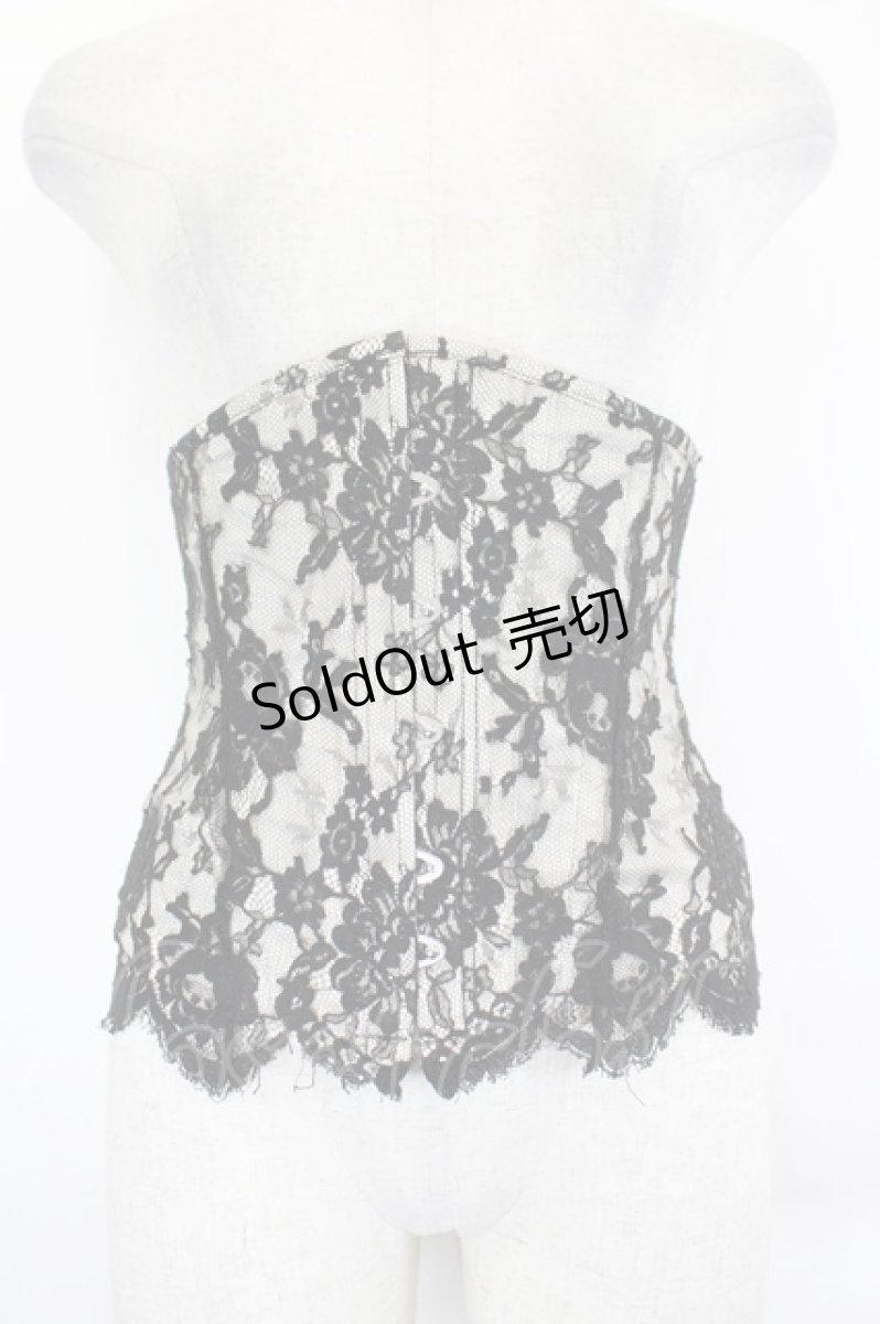 画像1: EXCENTRIQUE / French River Lace Corset  アイボリーＸ黒 I-26-06-25-106-EL-ZA-SA-ZI (1)