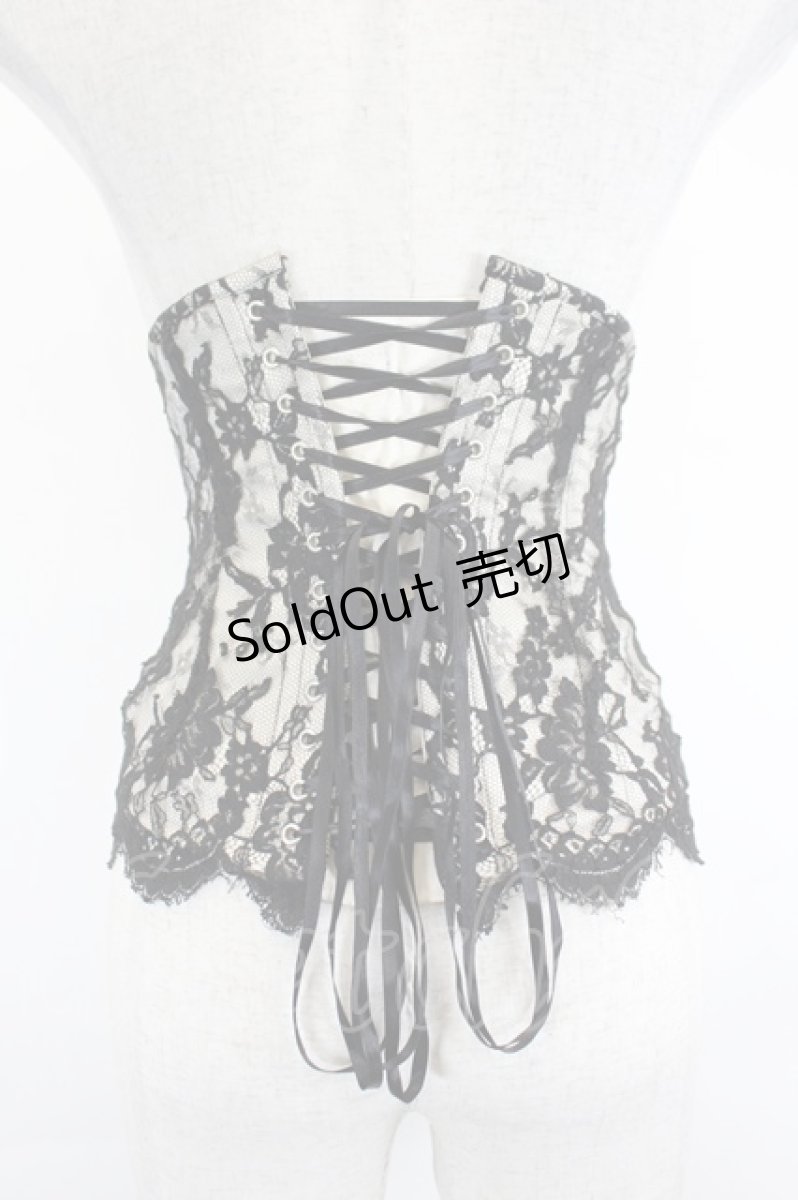 画像2: EXCENTRIQUE / French River Lace Corset  アイボリーＸ黒 I-26-06-25-106-EL-ZA-SA-ZI (2)