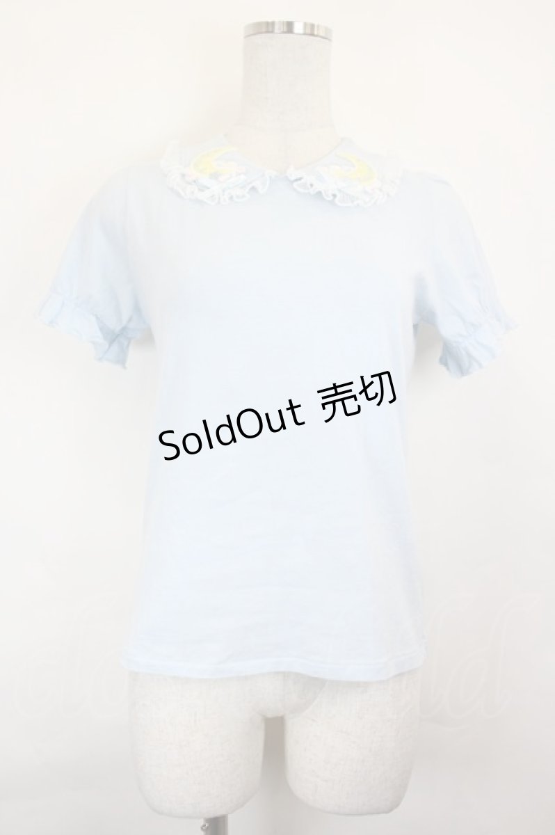 画像1: Nile Perch / MOONワッペン半袖カットソー  サックス I-26-06-25-012-LO-TO-SA-ZI (1)