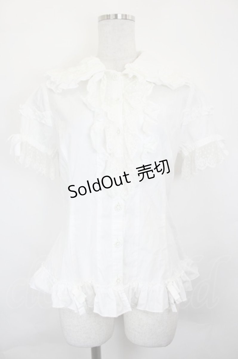 画像1: metamorphose / クラウンレース半袖ブラウス  白 I-26-06-25-003-ME-BL-SA-ZI (1)