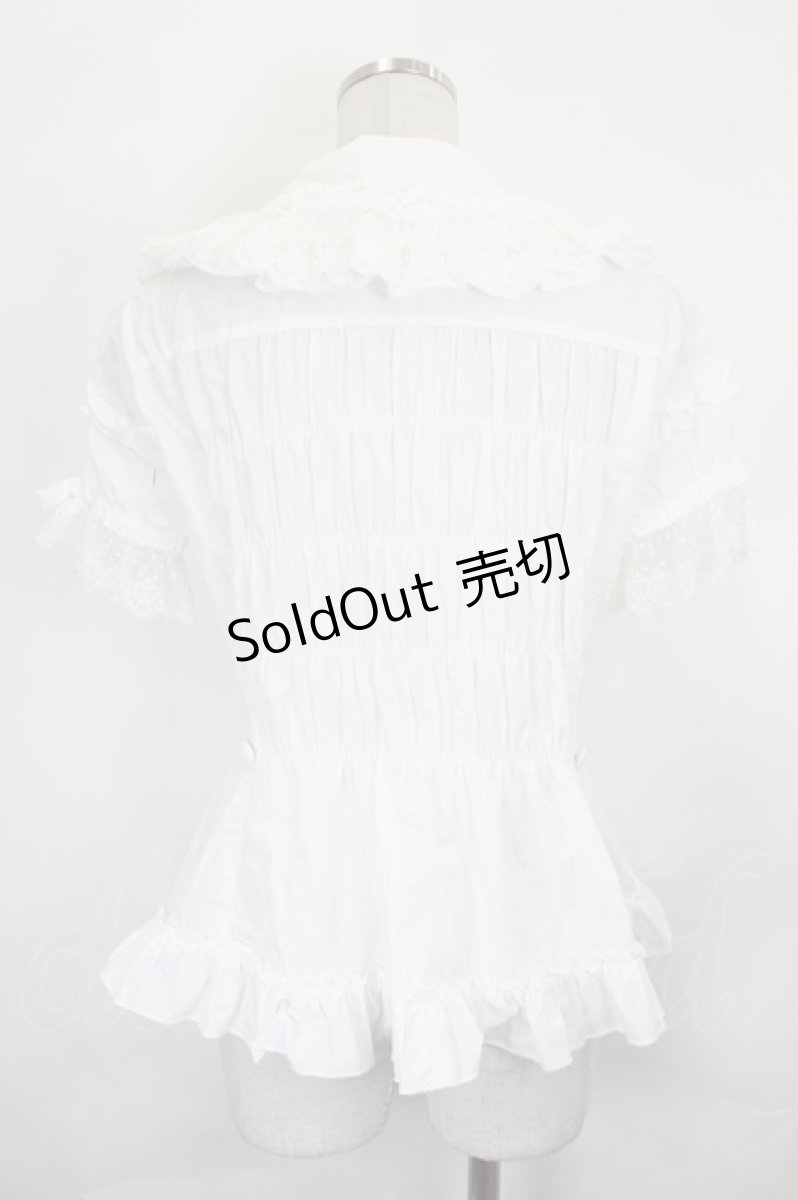 画像2: metamorphose / クラウンレース半袖ブラウス  白 I-26-06-25-003-ME-BL-SA-ZI (2)