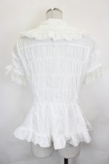 画像2: metamorphose / クラウンレース半袖ブラウス  白 I-26-06-25-003-ME-BL-SA-ZI (2)