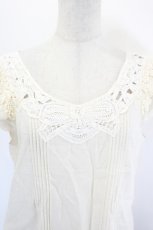 画像4: INGEBORG / 後ろボタンチュールスリーブブラウス M ベージュ I-26-06-27-023-LO-BL-SA-ZI (4)