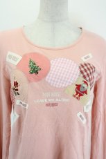 画像4: PINK HOUSE / サンタ柄パッチワーク長袖Tシャツ L ピンク I-26-06-27-041-LO-TS-SA-ZI (4)