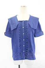 画像1: axes femme / マリン風セーラーカラーブラウス  ブルー I-26-06-27-012-AX-BL-TE-ZI (1)